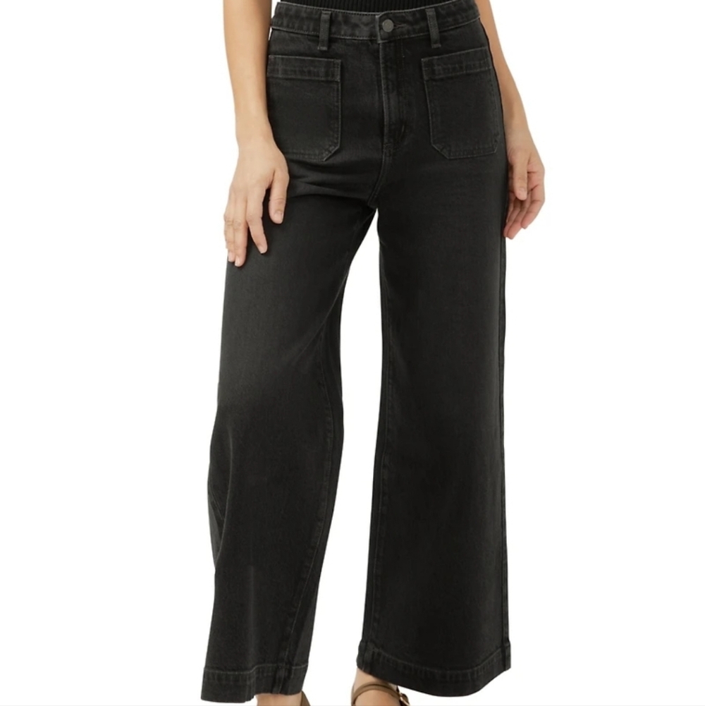 Silver wide leg patch pocket black jeans Sz 31/28